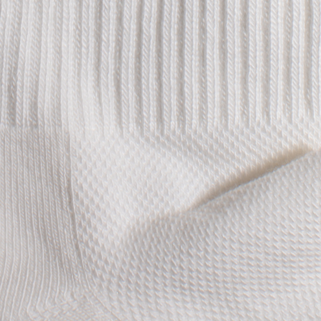 Close-up of textured white fabric with a subtle mesh pattern
