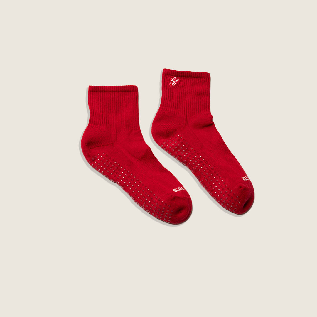 The Ellsworth Quarter Grip Sock in Scarlet