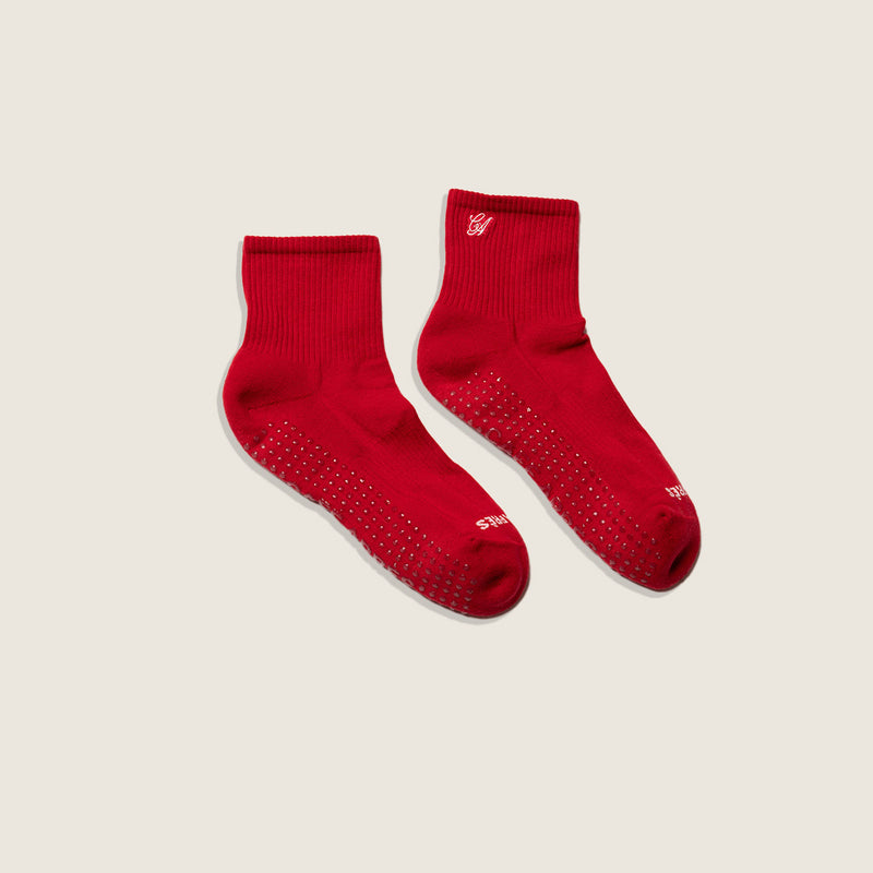 The Ellsworth Quarter Grip Sock in Scarlet